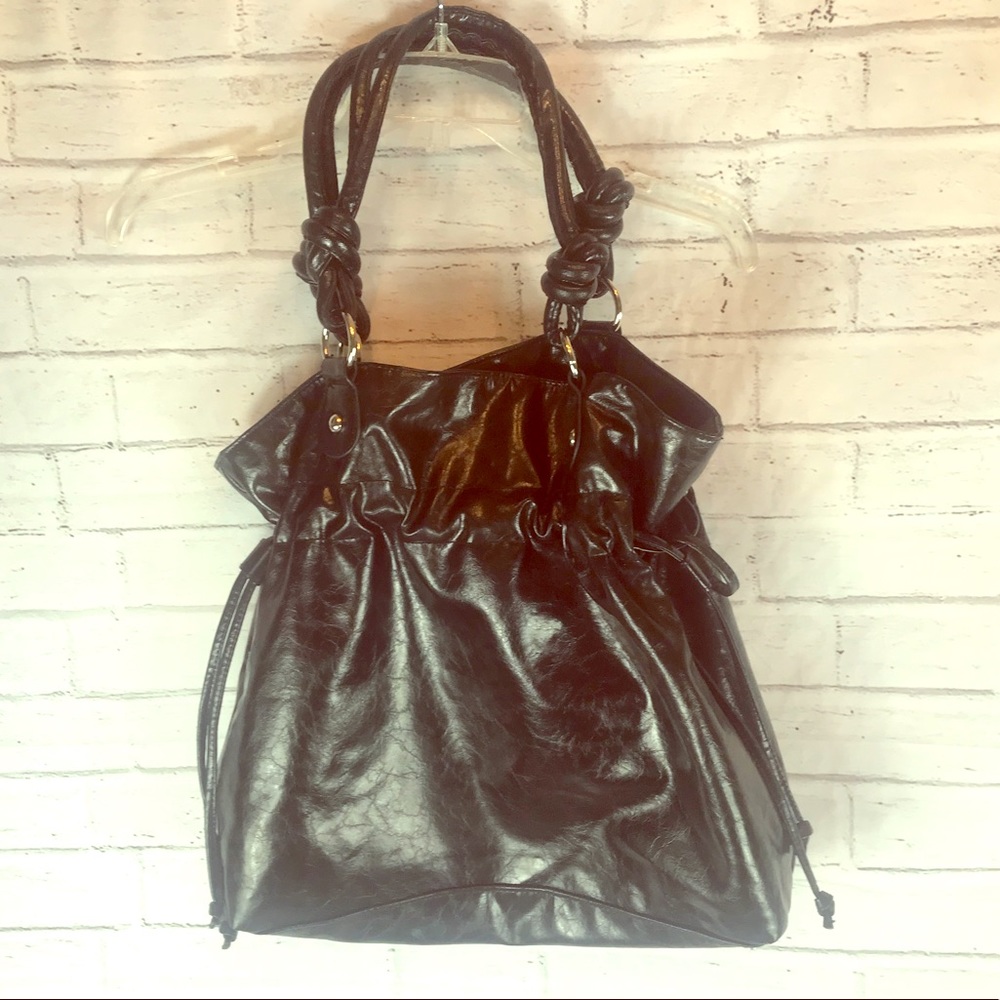 Black leather bag